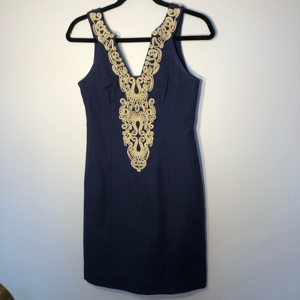 Lilly Pulitzer Navy Gold Dress Size 00